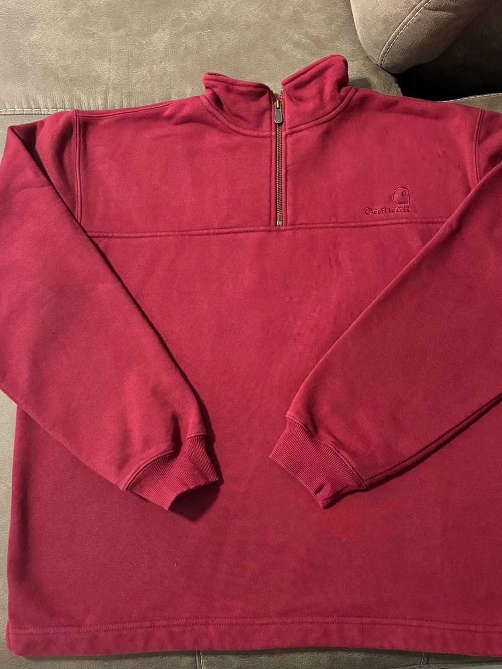 Vintage Carhartt Red Chest Embroidered Logo 1/4 Zip Sweatshirt Adult L
